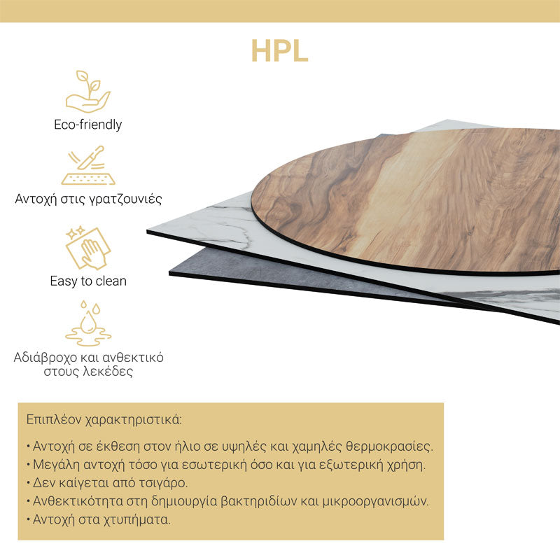 Blat de Masa Verhia Gri inchis D60cm grosime 12mm, 60x60 cm