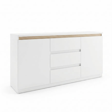 Bufet cu spatiu de depozitare Chiemo, Lemn, Alb, 160x40x93 cm