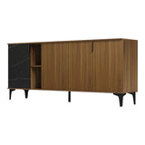 Bufet modern cu aspect marmură Riba, stil elegant, materiale, nuc-negru, 180x40x78 cm