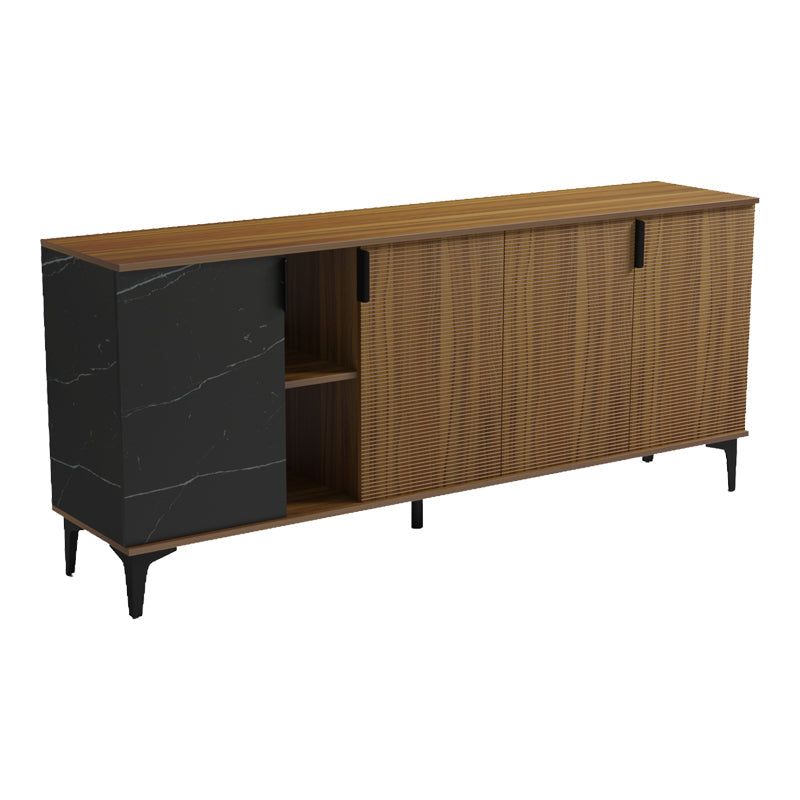 Bufet modern cu aspect marmură Riba, stil elegant, materiale, nuc-negru, 180x40x78 cm