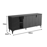 Bufet modern cu aspect marmură Riba, stil elegant, materiale, nuc-negru, 180x40x78 cm