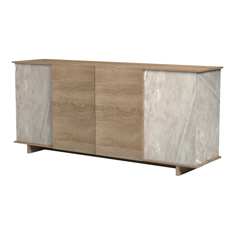 Bufet sonoma Zafore cu aspect de marmură, gri-bej, 180x45x80 cm