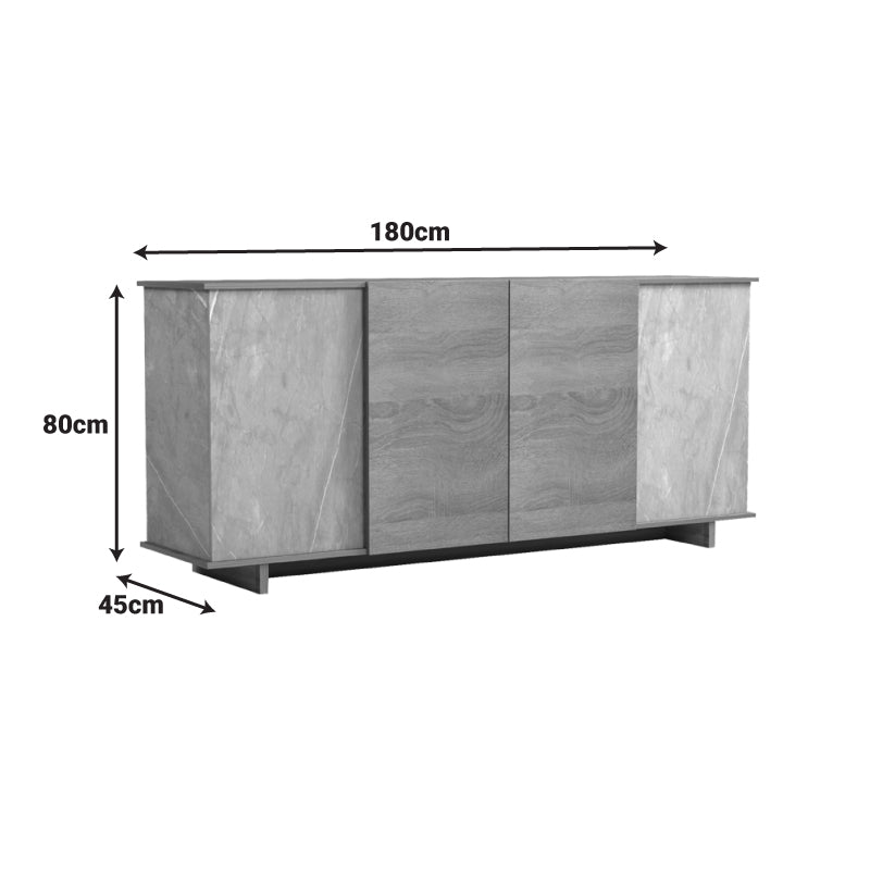 Bufet sonoma Zafore cu aspect de marmură, gri-bej, 180x45x80 cm
