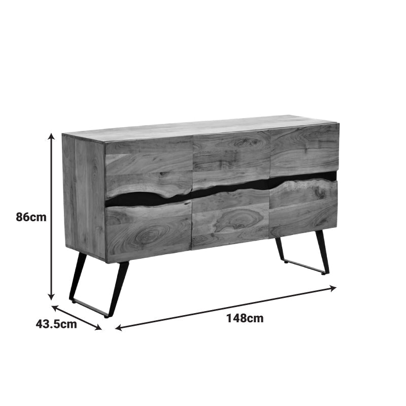 Comodă Imena, lemn de acacia, Natur, 148x43x86 cm