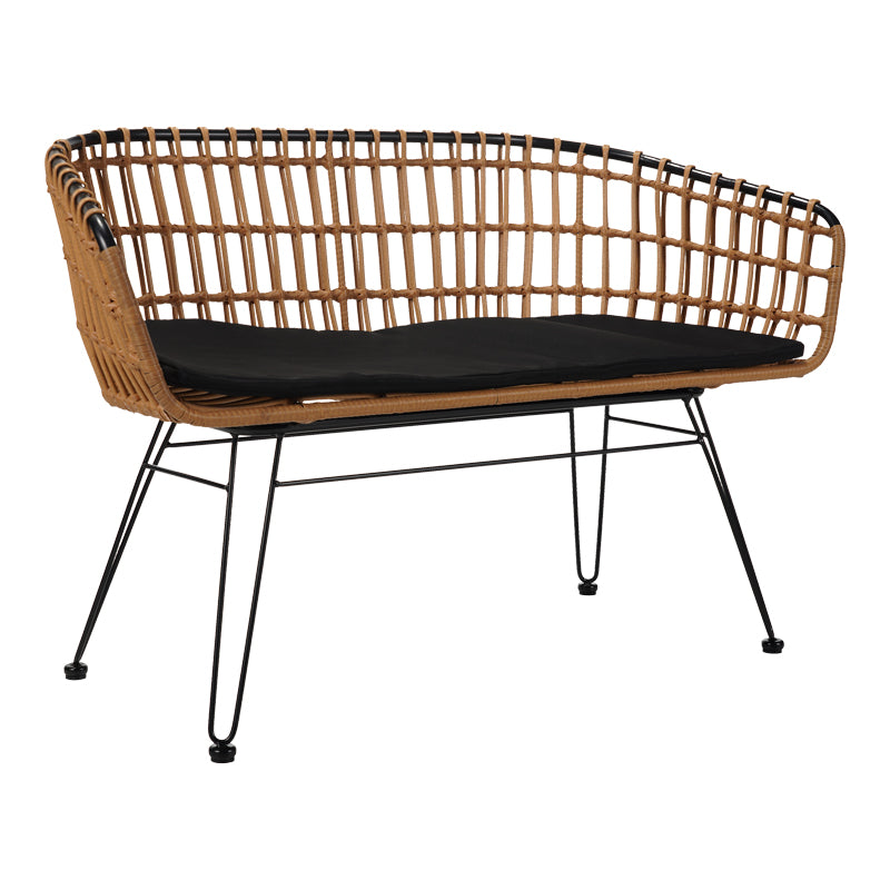 Canapea 2 locuri cu Naoki, Negru/Bej, Metal/Textil, 120x55x79 cm