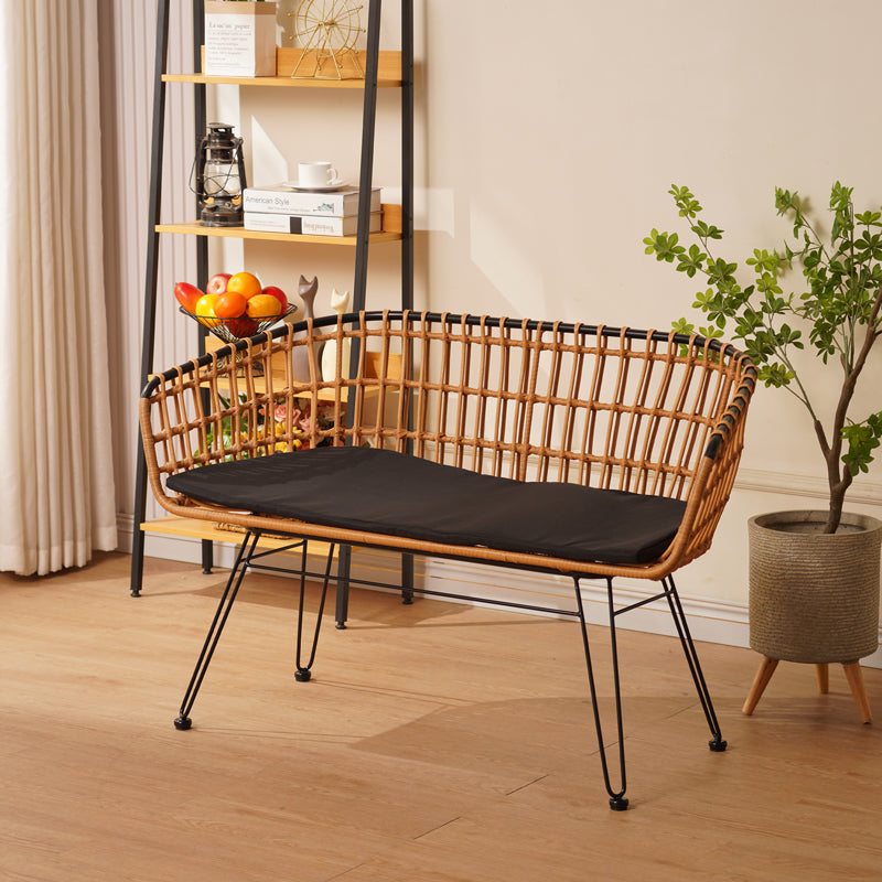 Canapea 2 locuri cu Naoki, Negru/Bej, Metal/Textil, 120x55x79 cm, detaliu produs