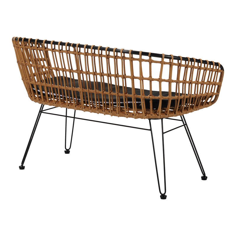 Canapea 2 locuri cu Naoki, Negru/Bej, Metal/Textil, 120x55x79 cm, perspectiva suplimentara