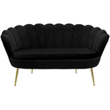 Canapea 2 locuri Daimon catifea, 134x70x77 cm - Negru