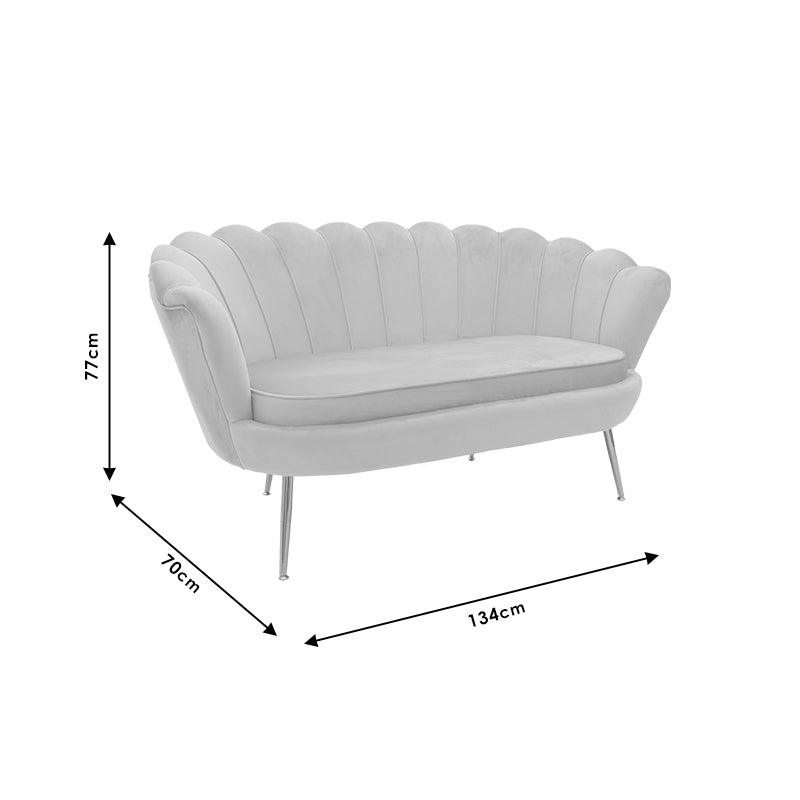 Canapea 2 locuri Daimon catifea, 134x70x77 cm - Gri
