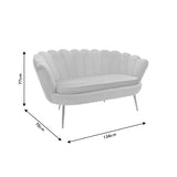 Canapea 2 locuri Daimon catifea, 134x70x77 cm - Gri