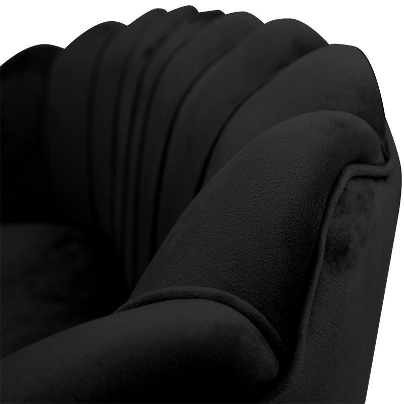Canapea 2 locuri Daimon catifea, 134x70x77 cm - Negru