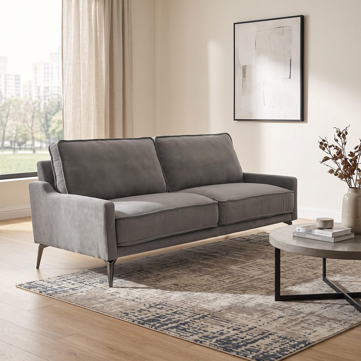 Gri | SKU: 074-000121 | Canapea 2 locuri Lemaz, Gri, 198x85x83 cm, varianta Gri, produs pentru amenajarea locuinței, disponibil online în România la CasaMob