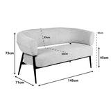 Canapea 2 locuri Luvina, Gri, 145x71x73 cm