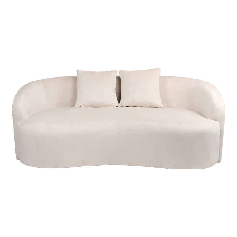 Canapea 2 locuri Raini cu perne catifea, crem, 178x82x68 cm