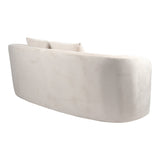 Canapea 2 locuri Raini cu perne catifea, crem, 178x82x68 cm
