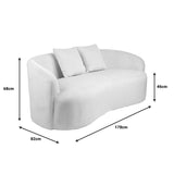 Canapea 2 locuri Raini cu perne catifea, crem, 178x82x68 cm