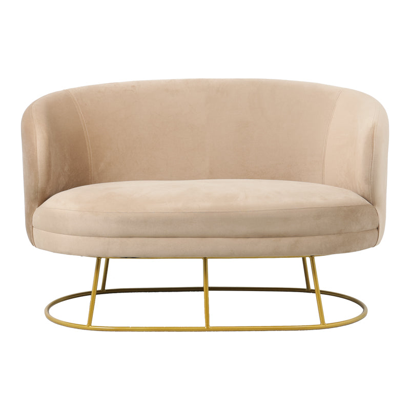Canapea 2 locuri Rony catifea bej, aurii, 135x75x85 cm