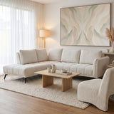 Canapea Belanza, colț dreapta, Diverse culori, 265x213x90 cm - Bej | SKU: 371-000042 | Canapea Belanza, colț dreapta, 265x213x90 cm, varianta Bej, produs pentru amenajarea locuinței, disponibil online în România la CasaMob