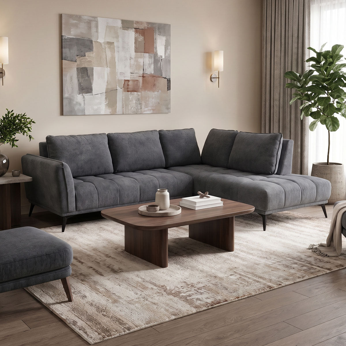 Canapea Belanza, colț stânga, Diverse culori, 265x213x90 cm - Antracit | SKU: 371-000043 | Canapea Belanza, colț stânga, 265x213x90 cm, varianta Antracit, produs pentru amenajarea locuinței, disponibil online în România la CasaMob