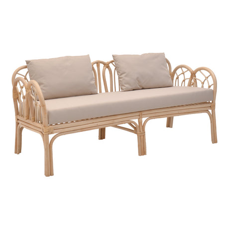 Canapea cu 2 locuri pentru gradina de gradina Ytrone Boho, Natural, 166x61x71 cm