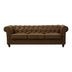 Canapea cu 3 locuri de tip Chesterfield, din tesatura maro antichizata, 203x84x67 cm