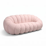 Canapea cu funcție Embrace, Țesătură bouclé, Bej - Roz, 180x105x65 cm - Roz