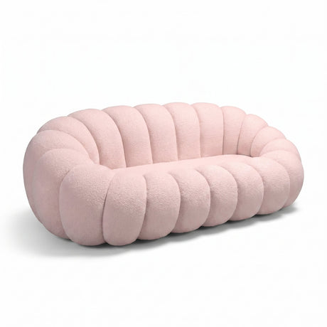 Canapea cu funcție Embrace, Țesătură bouclé, Bej - Roz, 180x105x65 cm