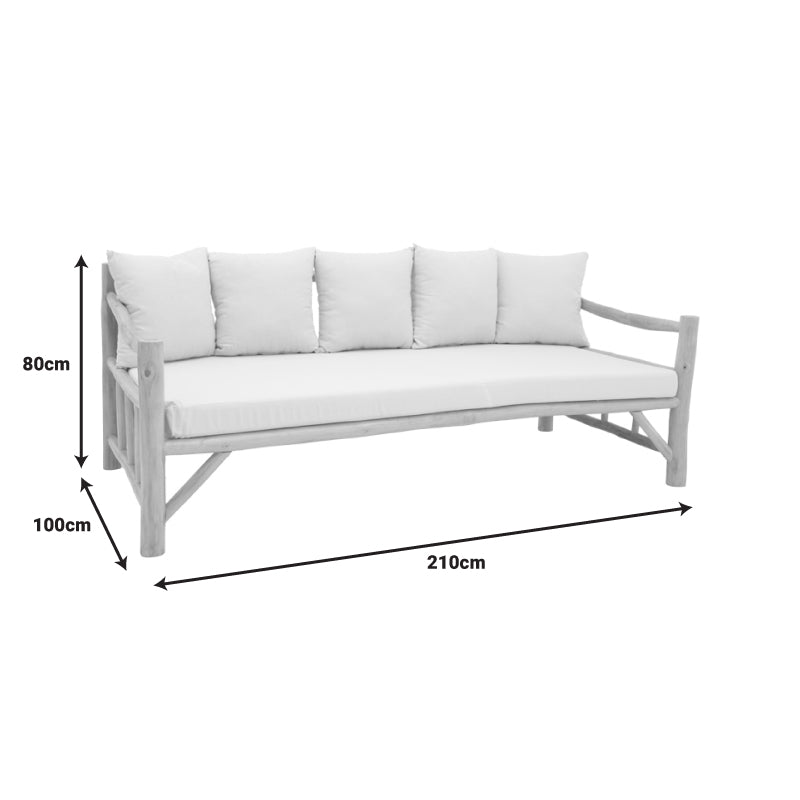 Canapea de gradina Roziana Boho, Natural, 210x100x80 cm