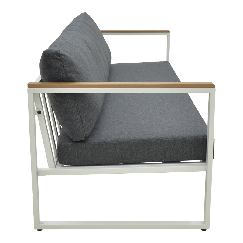 Canapea Aurelio, Metal, 3 locuri, 192x74x63 cm - Alb-Antracit