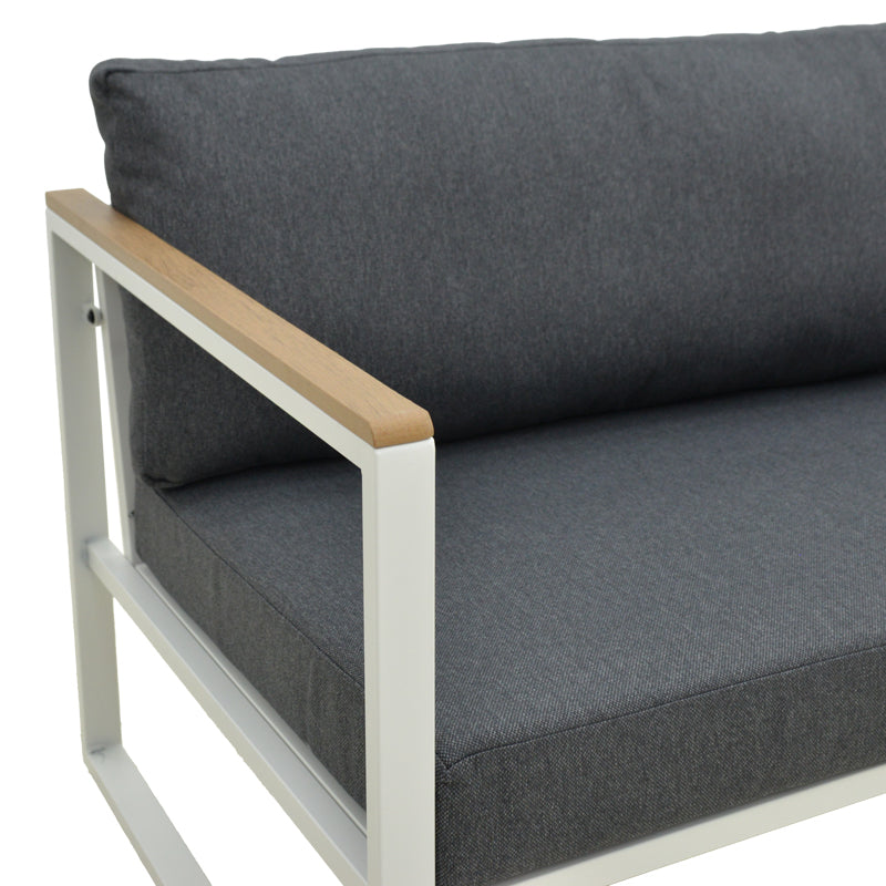 Canapea Aurelio, Metal, 3 locuri, 192x74x63 cm - Alb-Antracit