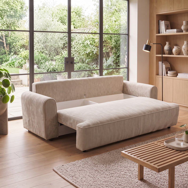 Bej | SKU: 074-000122 | Canapea extensibilă 3 locuri Storida, cu depozitare, 255x94x92 cm, varianta Bej, produs pentru amenajarea locuinței, disponibil online în România la CasaMob