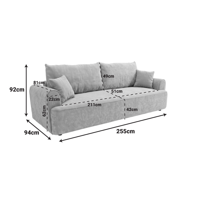 Gri | SKU: 074-000123 | Canapea extensibilă 3 locuri Storida, cu depozitare, 255x94x92 cm, varianta Gri, produs pentru amenajarea locuinței, disponibil online în România la CasaMob