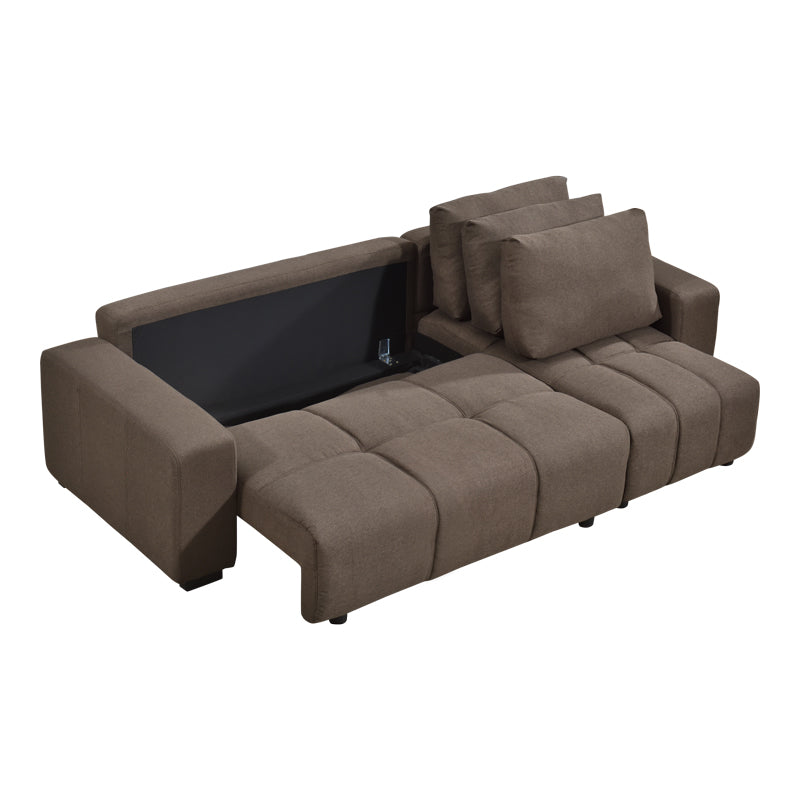Canapea extensibilă Belda, colț reversibil, cu depozitare, Diverse culori, 246x138x82 cm - Maro | SKU: 389-000018 | Canapea extensibilă Belda, colț reversibil, cu depozitare, 246x138x82 cm, varianta Maro, produs pentru amenajarea locuinței, disponibil online în România la CasaMob