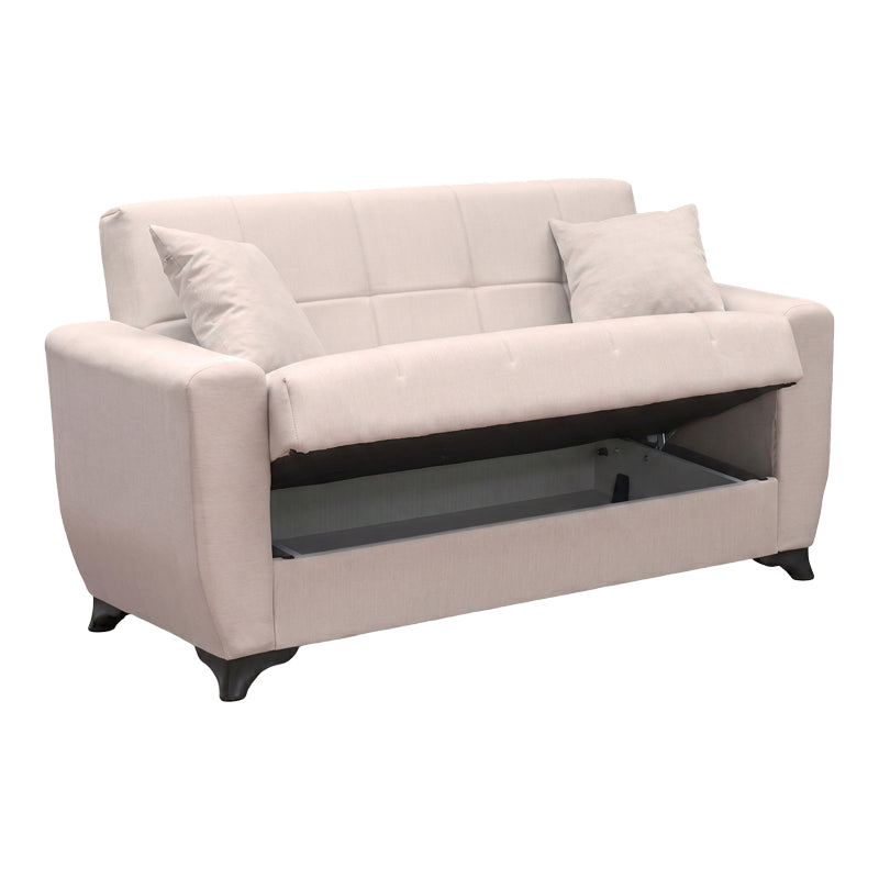 Bej | SKU: 438-000017 | Canapea extensibilă Modesto, 2 locuri, cu spațiu de depozitare, Stofă, 155x84x83 cm, varianta Bej, produs pentru amenajarea locuinței, disponibil online în România la CasaMob