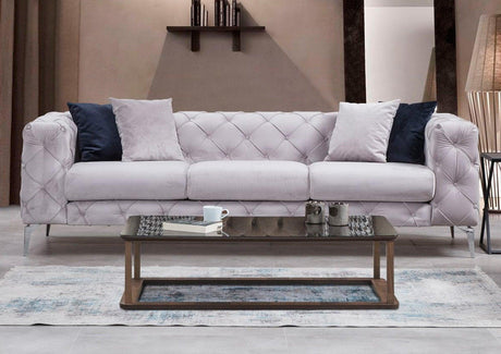 Canapea Fixa cu 3 Locuri Favalli, Chester, Gri deschis, 237x90x73 cm
