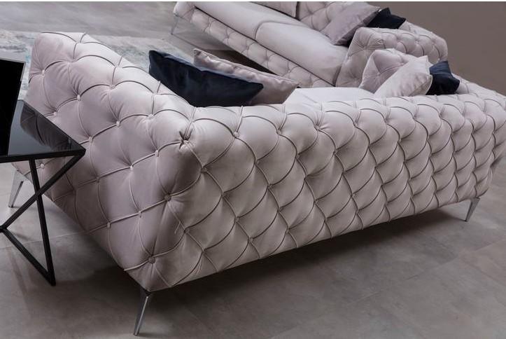 Canapea Fixa cu 3 Locuri Favalli, Chester, Gri deschis, 237x90x73 cm
