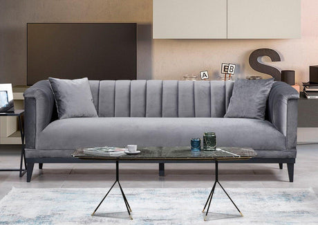 Canapea Fixa cu 3 Locuri Trendy, Gri Inchis, 225x89x79 cm