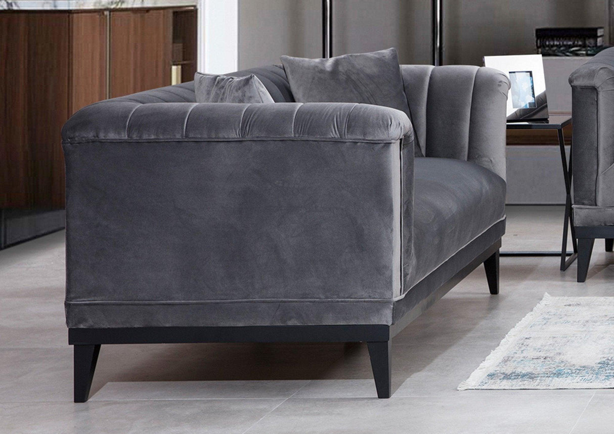 Canapea Fixa cu 3 Locuri Trendy, Gri Inchis, 225x89x79 cm