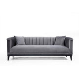 Canapea Fixa cu 3 Locuri Trendy, Gri Inchis, 225x89x79 cm