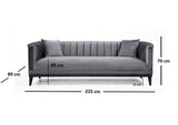 Canapea Fixa cu 3 Locuri Trendy, Gri Inchis, 225x89x79 cm