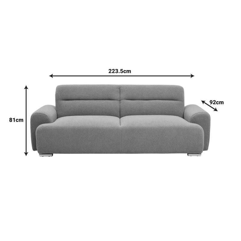 Canapea Harmonious, Stofa teddy, Antracit, 224x92x81 cm