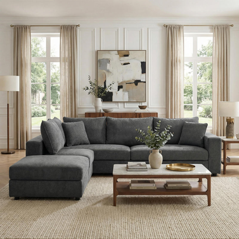 Canapea Navaro, Stofa, 281x256x85 cm - Antracit