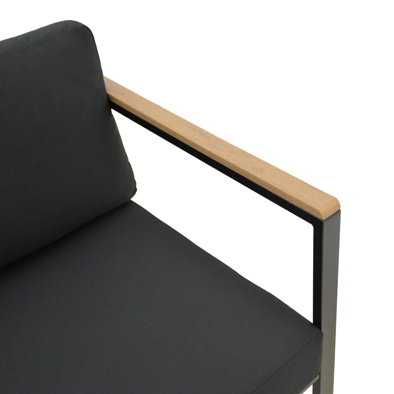 Canapea Aurelio, Metal, 3 locuri, 192x74x63 cm - Negru