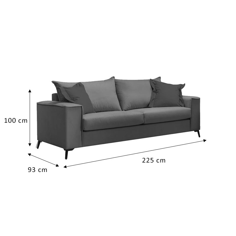 Canapea Verona 3 locuri, perne Latte, Bej - Gri, 225x93x100 cm - Bej