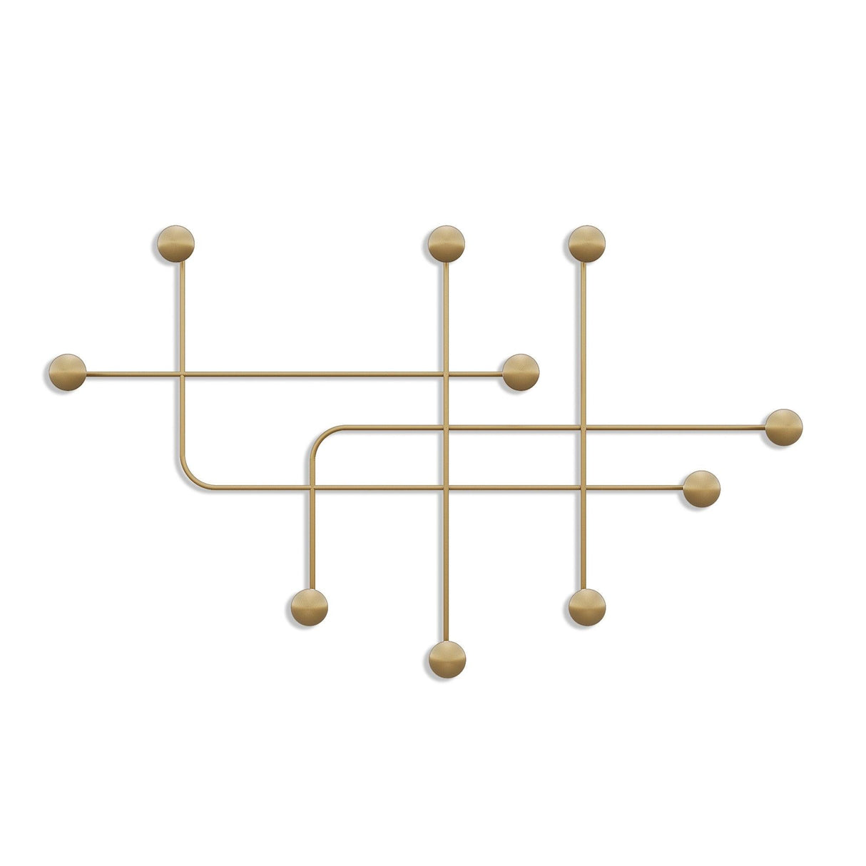 Cuier de perete metalic, 10x64x107 cm - Auriu