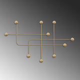 Cuier de perete metalic, 10x64x107 cm - Auriu