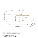 Cuier de perete metalic, 10x64x107 cm - Auriu