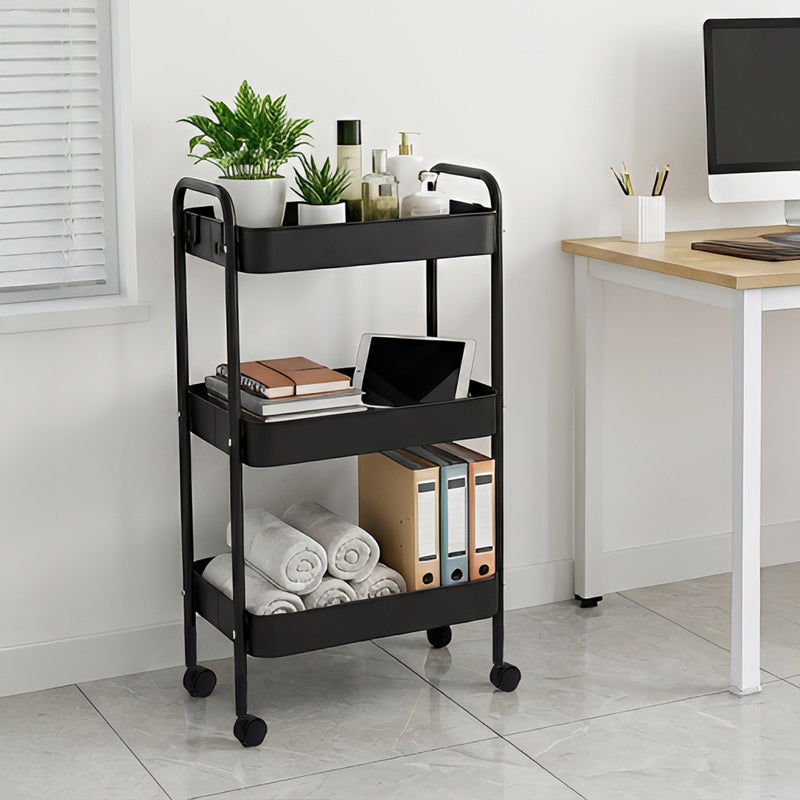 Carucior 3 Niveluri Nedea, Metal, Alb - Negru, 41x30x77 cm - Negru
