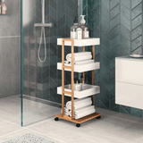 Carucior cu 4 niveluri Irene, lemn Natural, alb, 41x30x88 cm - Carucior cu 4 niveluri Irene, lemn Natural, alb, 41x30x88 cm