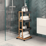 Carucior cu 4 niveluri Irene, lemn Natural, alb, 41x30x88 cm - Carucior cu 4 niveluri Irene, lemn Natural, alb, 41x30x88 cm - 199-000012